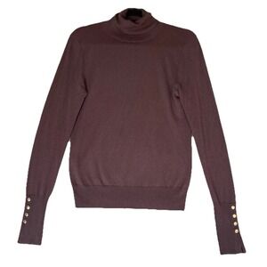 Truth By Republic Turtleneck Womens Small Brown Soft Gold Sleeve Embellishments‎